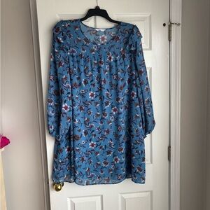 Time and Tru Blue Floral Long Sleeve Dress